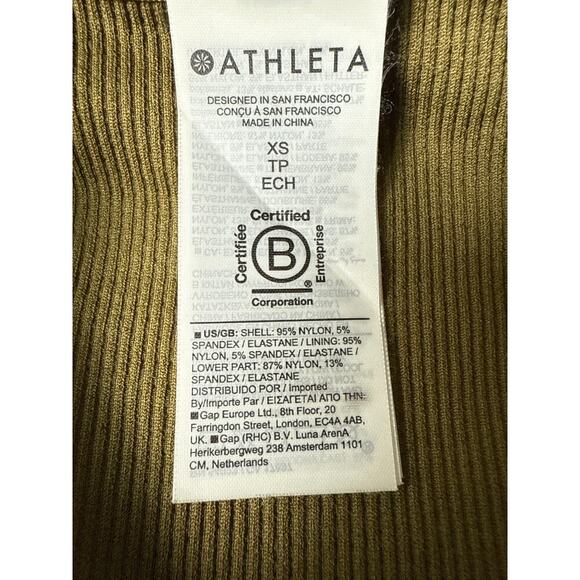 Athleta Women's Aurora Crop Rib Tank Top Size XS V Neck Olive Green - Picture 7 of 8